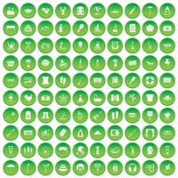100 icônes de loisirs définissent un cercle vert vecteur