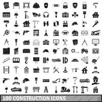 100 icônes de construction définies dans un style simple vecteur