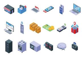 icônes de magasin de technologie définies vecteur isométrique. mobile électronique