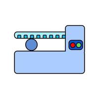 icône plate de machine de meulage de coupe en couleur bleue. symbole de l'usinage, de la fabrication, de la métallurgie, de l'ingénierie mécanique, du formage, du façonnage, de la coupe. illustration vectorielle.
