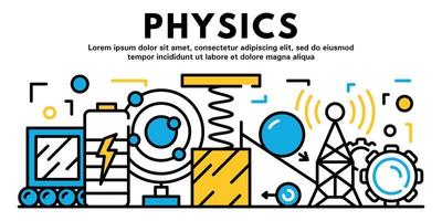 bannière de physique, style de contour vecteur