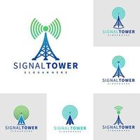 ensemble de modèle vectoriel de conception de logo de tour de signal, illustration de concepts de logo de tour de signal.