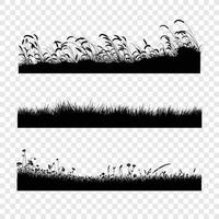 ensemble de silhouette de champ d'herbe vecteur