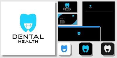 combinaison de symboles de santé dentaire bouche sourire dent avec modèle d'identité de marque