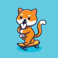 illustration d'icône vectorielle de dessin animé mignon chien shiba inu. concept d'icône de technologie animale isolé vecteur premium. style de dessin animé plat