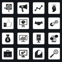 icônes d'articles de marketing mis en vecteur de carrés