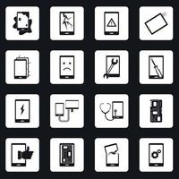 icônes de symboles de réparation d'appareils définis vecteur de carrés