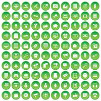 100 icônes de marketing internet définies cercle vert vecteur