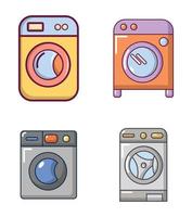 jeu d'icônes de machine à laver, style cartoon vecteur