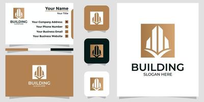 logo de conception de bâtiment et carte de marque vecteur