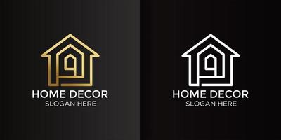 logo de conception de décor à la maison et carte de marque vecteur