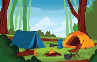 tente de camp d'été en plein air montagne nature aventure vacances vecteur