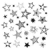 collection vectorielle d'étoiles dessinées à la main. illustration d'étoiles de griffonnage. vecteur
