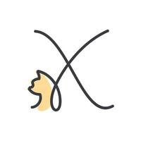 initiale x logo chat vecteur