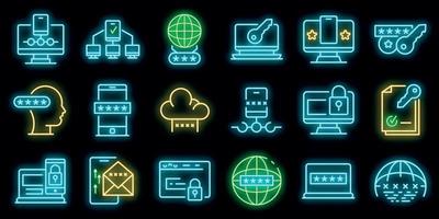 icônes d'authentification multifacteur définies vecteur néon