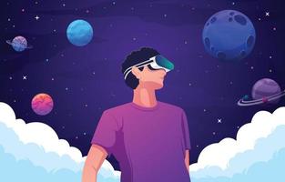 jeune homme en réalité virtuelle vecteur