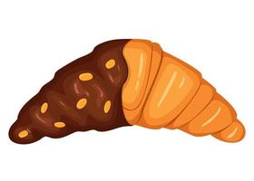 croissant au chocolat isolé. vecteur