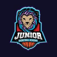 logo de l'équipe de basket-ball lion vecteur