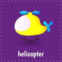 cartes d'apprentissage pour l'éducation des enfants. hélicoptère. véhicule. fiches pédagogiques pour les enfants. activité préscolaire vecteur