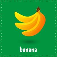 cartes d'apprentissage pour l'éducation des enfants. banane. fruit. fiches pédagogiques pour les enfants. activité préscolaire vecteur