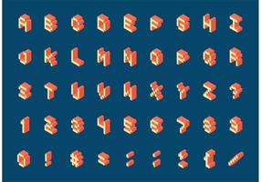 Vecteur isométrique gratuit de l'alphabet pixel rétro pixel