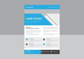 modèle d'étude de cas, modèle de flyer, conception d'affiche avec étude de cas, mise en page de livret d'étude de cas d'entreprise avec éléments bleus. vecteur