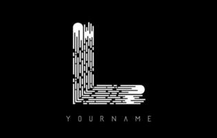 concept de logo de lettre l blanc. monogramme monochrome minimaliste créatif avec lignes et motif d'empreintes digitales. vecteur