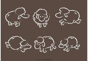 Ensemble vectoriel de moutons dessiné à la craie