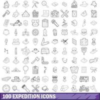 Ensemble de 100 icônes d'expédition, style de contour vecteur