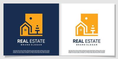 création de logo immobilier avec vecteur premium de style créatif