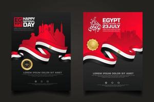 ensemble affiche egypte bonne fête nationale modèle de fond vecteur