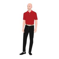 homme d'affaires professionnel chauve portant une chemise de golf rouge personnage illustration vectorielle plane isolée sur fond blanc vecteur