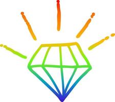 arc en ciel gradient ligne dessin dessin animé tatouage diamant vecteur