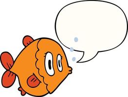 poisson de dessin animé et bulle de dialogue vecteur