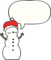 dessin animé bonhomme de neige et bulle de dialogue vecteur