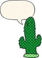 cactus de dessin animé et bulle de dialogue dans le style de la bande dessinée vecteur