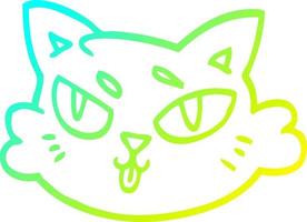 ligne de gradient froid dessinant le visage de chats de dessin animé vecteur