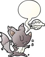 dessin animé loup-garou halloween changeant au clair de lune et bulle de dialogue dans un style dégradé lisse vecteur