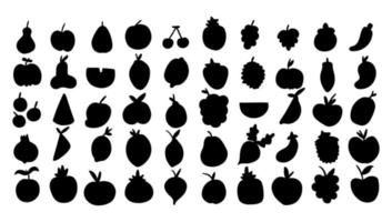 icône de silhouette de fruits simple. ensemble de collection isolé vecteur créatif noir blanc