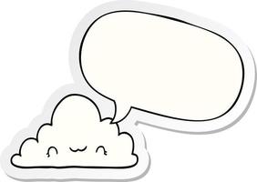 mignon dessin animé nuage et autocollant bulle vecteur