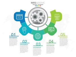 conception de modèle infographique avec 6 options de couleur. vecteur