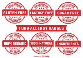 Badges d'allergie alimentaire vecteur