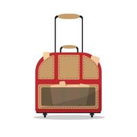 valise à bagages de dessin animé sur roues. isoler sur un fond gris. illustration vectorielle vecteur