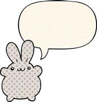 lapin de dessin animé et bulle de dialogue dans le style de la bande dessinée vecteur