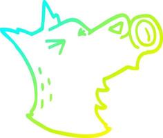 ligne de gradient froid dessin dessin animé loup hurlant vecteur