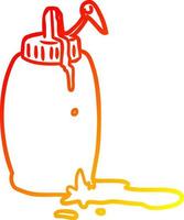 ligne de gradient chaud dessinant une bouteille de ketchup de tomate vecteur