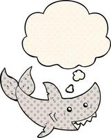 requin de dessin animé et bulle de pensée dans le style de la bande dessinée vecteur