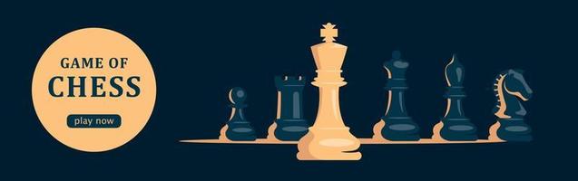 jeu d'échecs. ensemble de pièces d'échecs blanches et noires. chevalier, tour, pion, fou, roi, reine. image vectorielle. vecteur