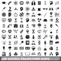 100 icônes de remue-méninges scientifiques, style simple vecteur