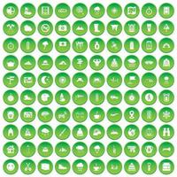 100 icônes d'alpinisme définissent un cercle vert vecteur